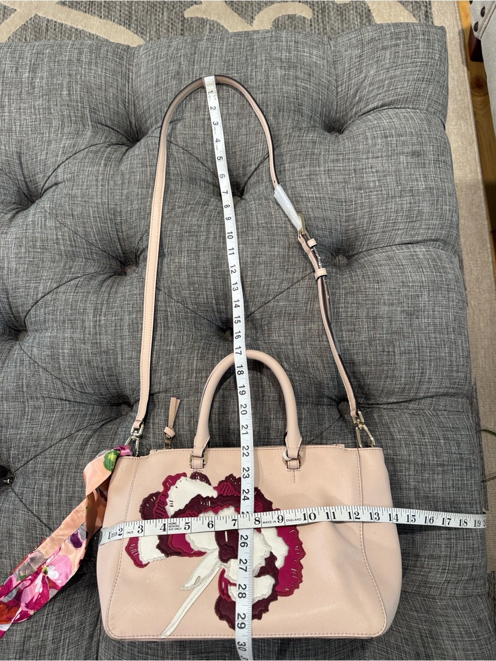 Tory Burch Bag Robinson Pink Leather Embroidered Floral Applique Satchel - Picture 17 of 17